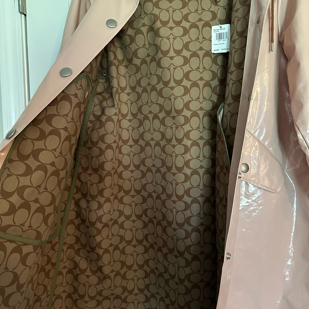 Coach Shiny Tan Hooded Raincoat - Picture 9 of 13